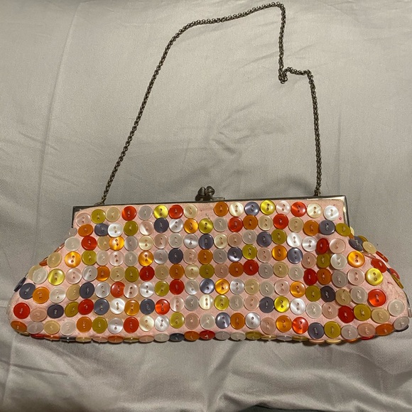 Satin button detail evening bag vintage - Picture 2 of 4